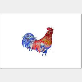 Rooster Watercolor Painting Posters and Art